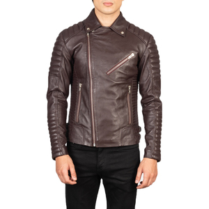 Vestes en cuir élégantes pour hommes Veste d'automne de couleur unie Populaire Veste masculine décontractée simple pour l'équitation Veste de motard OEM - Product Image 2