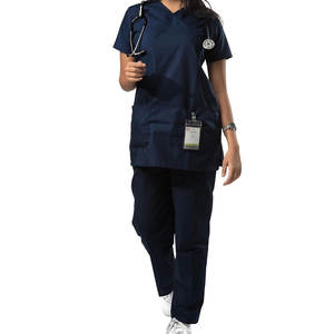 Precio bajo Médico Scrubs Mujeres Uniforme médico de alta calidad Manga corta Scrubs para mujeres Color único Mujeres Scrub - Product Image 1