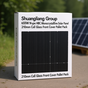 Panneau solaire monocristallin HBC de type N 655W du groupe Shuangliang, cellule de 210 mm, couvercle avant en verre, emballage sur palette - Product Image 3
