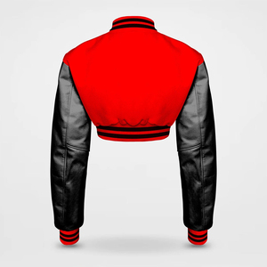 Veste universitaire pour femmes personnalisée, best-seller, respirante, manches longues, coupe courte, vente en gros, vestes universitaires en laine et toile imperméable - Product Image 5