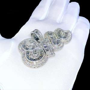 Moissanite Iced Out Round Cut Diamonds Charm Pendant Hip Hop Pendant Men Jewelry Bijoux en argent sterling 925 - Product Image 3