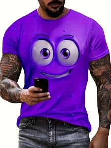 เสื้อยืดคอกลมสำหรับผู้ชายเสื้อยืดพิมพ์ลายออมเบรแฟชั่นเสื้อยืดสีม่วงนีออนสีชมพูสำหรับฤดูร้อน - Product Image 5