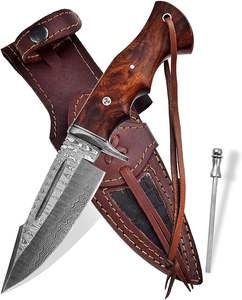 Cuchillo de Acero de Damasco Hecho a Mano Personalizado con Mango de Madera Cómodo, Agarre Perfecto para Caza y Campamento al Aire Libre, Soporte OEM - Product Image 5