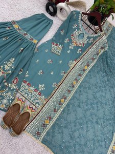 Style islamique, couleurs vives, motif unique, soie georgette non cousue, broderie moderne, élégante, belle, confortable, de haute qualité - Product Image 6
