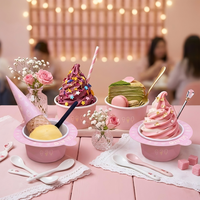 Ensemble d'emballages pour coupes et cornets de glace Gelato, thème rose, contenants de luxe pour desserts avec cuillère, pour exportation aux glacieries
