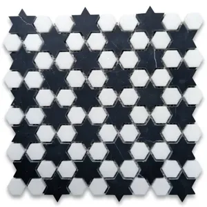 T31G1XH Thassos mármol blanco noche estrellada hexagrama mosaico azulejo forma hexagonal cocina baño Hotel decoraciones piedra Natural - Product Image 1