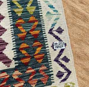 Tapis afghan Kilim tissé à la main 298x216cm Multicolore Géométrique Diamant Décoration Tapis de sol Salon Style vintage - Product Image 3