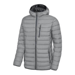 OEM Custom Design Men's Puffer <b>Jacket</b> Stand Collar Casual Winter <b>with</b> Front Logo <b>Zipper</b> <b>Pockets</b> DDP Shipping - Product Image 1