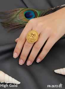 แหวนสวมนิ้วทำด้วยมือสีทองหรูหราเครื่องประดับสไตล์อินเดียพื้นเมืองเหมาะสำหรับเจ้าสาวพิธีแต่งงานและพิเศษ - Product Image 2