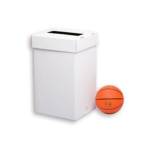 Large 41x32.5x69 cm Plain White Steel Recycling <b>Bin</b> Self-Assembly <b>Lid</b> 3 Compartments for Office Kitchen Use Induction Structure - Product Image 2