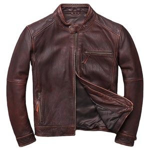 Veste en Cuir Marron Zippée pour Homme de Super Qualité, Blouson d'Hiver Moto Élégant en Cuir de Vachette Véritable de Haute Qualité - Product Image 4