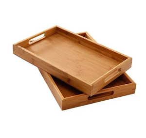 Wood Tray Modern Sustainable Multifunction Single-Tier Wooden Serving Tray 2 Pieces Crafts Top Sale - Product Image 3