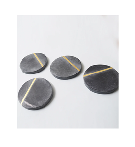 Nouveau design tendance dessus de table dessous de verre en marbre et en laiton fait à la main au prix de gros sous-verres en marbre fabriqués fabricant indien - Product Image 5