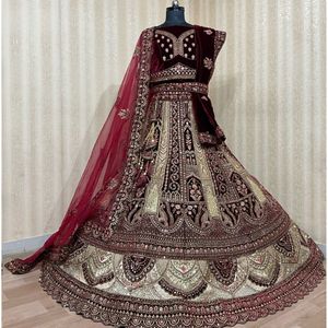 Handcrafted Bridal Lehenga Choli with Double Dupatta Double Can 5 <b>Meter</b> Flair with Jarakan Butti & Zari Details for Parties - Product Image 6