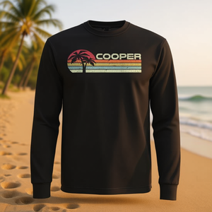 Camiseta de Manga Larga Cooper Vintage Sunset con Palmeras, Estilo Años 80 y 90 para Promociones - Product Image 2