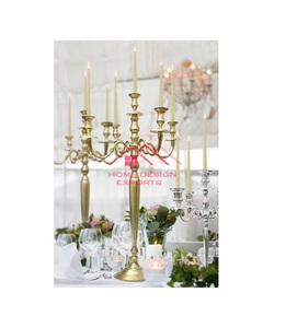 เชิงเทียนหรูหราทันสมัยสุดพิเศษพร้อมแขน5ชิ้นสีทองแบบดั้งเดิมสำหรับตกแต่งโต๊ะงานแต่งงาน - Product Image 6