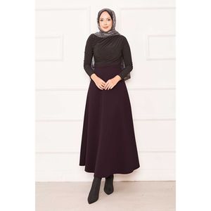 Falda de satén casual de verano Mevlana para buceo, con decoración bordada, color borgoña, transpirable, cómoda, con tejido de punto de elastano. - Product Image 3
