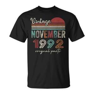 Camiseta vintage de noviembre de 1992 con piezas originales, unisex, cuello redondo, manga corta, regalo de cumpleaños para adultos - Product Image 1