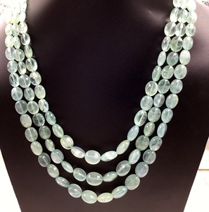 Perles lisses en aquamarine naturelle pour la fabrication de bijoux fins, collier en pierres précieuses - Product Image 3