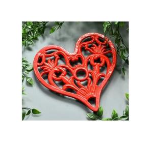 ขาตั้งสามขาทรงกลมสี่เหลี่ยมทำจากทองเหลืองอินเดียทรงสี่เหลี่ยมสำหรับโต๊ะอาหารทนความร้อนทำด้วยมือสีแดง - Product Image 1