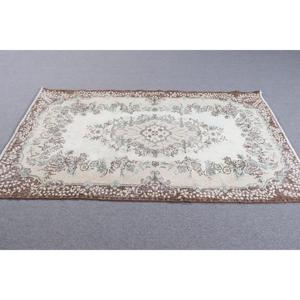 พรมตุรกีวินเทจขนาด 3.9x6.6 ฟุต พรมปูพื้น พรมขนสัตว์สีน้ำตาลน้ำเงินสไตล์โอเรียนทัล - Product Image 3