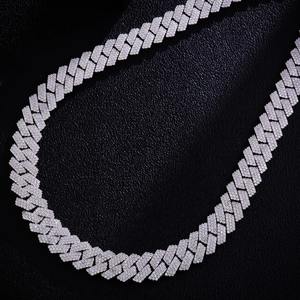Luxury 15mm Three Row Moissanite Cuban <b>Link</b> <b>Chain</b> 925 Sterling Silver Iced Out Diamond Necklace And <b>Bracelet</b> <b>Fine</b> Jewelry Set - Product Image 3