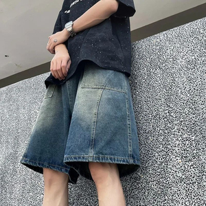 Short en jean polyvalent et ajusté pour hommes, nouvelle collection été, style vintage, tendance, cinq pantalons décontractés, motif uni, streetwear, en toile - Product Image 5