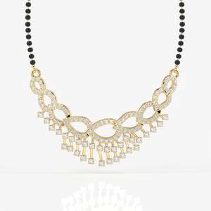 Women's Round Cut Moissanite Diamond <b>Necklace</b> 18K Gold Mangalsutra-Elegant and Luxurious Jewelry - Product Image 1