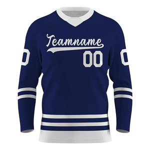 Maillot de hockey sur glace personnalisé, col en V, écologique, séchage rapide, polyester/coton, uniforme d'entraînement pour adultes unisexes - Product Image 5