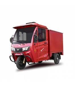 รถสามล้อบรรทุกไฟฟ้าแบบปิด บรรทุกได้ 300-400 กก. รับน้ำหนักผู้โดยสาร 1 คน สีแดง - Product Image 5