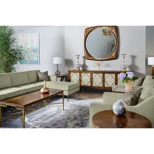 Meuble de divertissement - Console multimédia taupe chaud finie à la main avec un design rustique et luxueux - Product Image 3