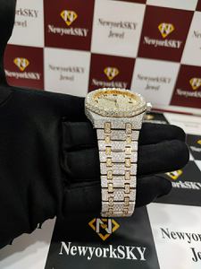 Mouvement automatique mécanique de haute qualité fait à la main VVS Moissanite diamant glacé homme femme montre de luxe en acier inoxydable - Product Image 3