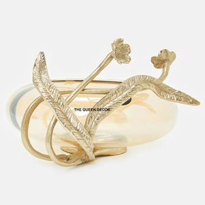 Latest Arrival Aluminum Metal Leaf Designer Gold Plated With Glass Best Serving Home Elegant Handmade Decorative <b>Bowl</b> - Product Image 1