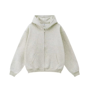 Sweat à capuche unisexe surdimensionné OEM pour homme, broderie personnalisée, polaire épaisse en coton, coupe-vent, éco-responsable, avec fermeture éclair - Product Image 2