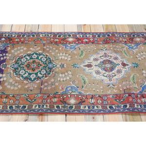 พรมวิ่งสไตล์ตุรกี ขนาด 3.1x9.5 ฟุต ลายดอกไม้สีรุ้ง วินเทจ ทำจากขนสัตว์ - Product Image 3