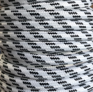 Cavo decorativo in tessuto Fenix bianco/nero opaco da 25 metri (CIR62CM01/13) - Product Image 1