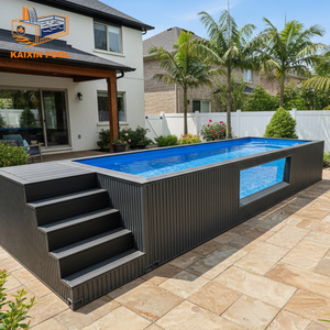 Grande <span class=keywords><strong>Piscine</strong></span> Hors-Sol ou Spa Extérieur en Fibre de Verre Acrylique avec Fenêtre en Verre, Aspect Bois, pour Jardin - Product Image 3
