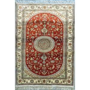 Tapis en soie turque fait main, design unique, taille 5' x 3', Abc-Silk-TK003 - Product Image 1