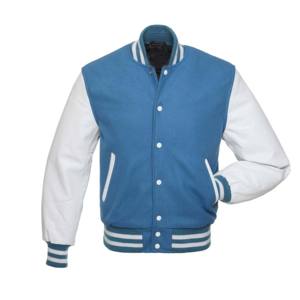 Chaqueta Estilo Letterman a la Moda con Cuerpo de Lana y Mangas de Cuero, Ideal para las Tendencias de Ropa Urbana, Tela de Lona - Product Image 5