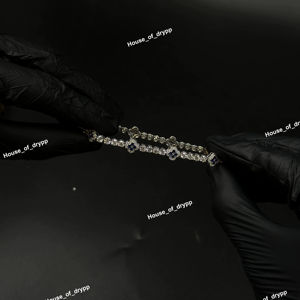 Elegante pulsera de plata con diamantes de moissanita y piedras azules oscuros, pulsera de lujo para mujer, ideal para fiestas. - Product Image 2