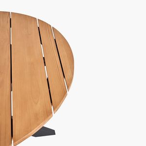 Table à manger d'extérieur avec plateau en teck massif et base en acier pour entrée de salle à manger ou mobilier d'atelier - Product Image 2