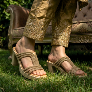 STARDUST BLOCK HEELS 541 G High Quality Bridal Pumps 3cm Square Heel Pointed Toe Heel Sandals 5cm Stilettos Medium Heel Height - Product Image 2