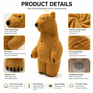Costume da Mascotte Gonfiabile Orso Bruno Baige per <span class=keywords><strong>Adulti</strong></span>, Tuta da Orso Cartoonesco per Eventi e Feste - Product Image 2