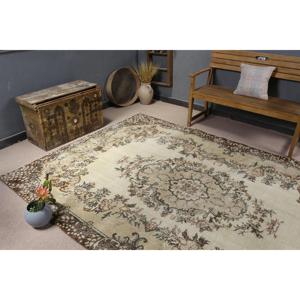 Grand tapis vintage 6,4x9,3 pi (195x283 cm), tapis turc brun à motifs floraux - Product Image 5