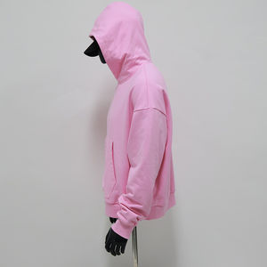 HSI OEM Sweat-shirts unis personnalisés sans cordon, coupe régulière, 100% coton, lourd, sweat-shirt à capuche d'automne pour hommes, rose bonbon - Product Image 4