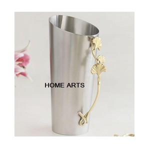 Vase à fleurs en acier inoxydable couleur argent, forme et taille personnalisées, vaisselle pour la décoration intérieure - Product Image 6