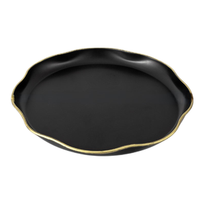 Black Luxury Design Wavy <b>Border</b> Aluminium Tray For Serving in Hotel Restaurants Wedding Home From India - Product Image 6