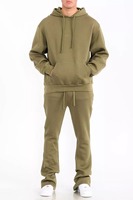 Ensemble de survêtement d'hiver épais pour homme, coupe évasée, avec veste et pantalon assortis, impression de logo personnalisé, 2 pièces, vente en gros