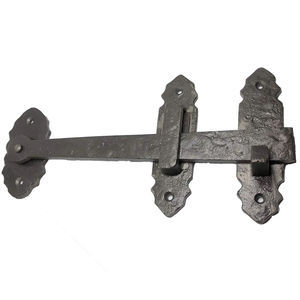 Pestillo de puerta de hierro forjado a mano con acabado de óxido negro, forma plana, para instalación en el hogar, herrajes para puertas y portones. - Product Image 6