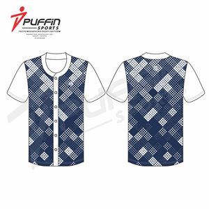 Maillot de baseball unisexe personnalisé, uniforme d'équipe, usine OEM, imprimé, 100% polyester respirant, col en V, chemise boutonnée, conception gratuite, maillots de sport - Product Image 6